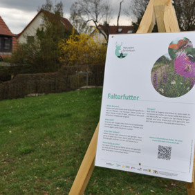 ein Feldschild soll den Sinn und Zweck der noch kahlen Fläche erklären © Naturpark Schönbuch