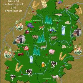 Köstlichkeiten aus dem Naturpark. Grafik: Fränze Stein / Naturpark Schwarzwald Mitte/Nord